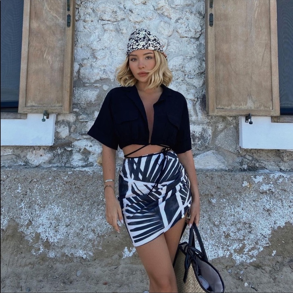 ZARA DRAPED printed skirt